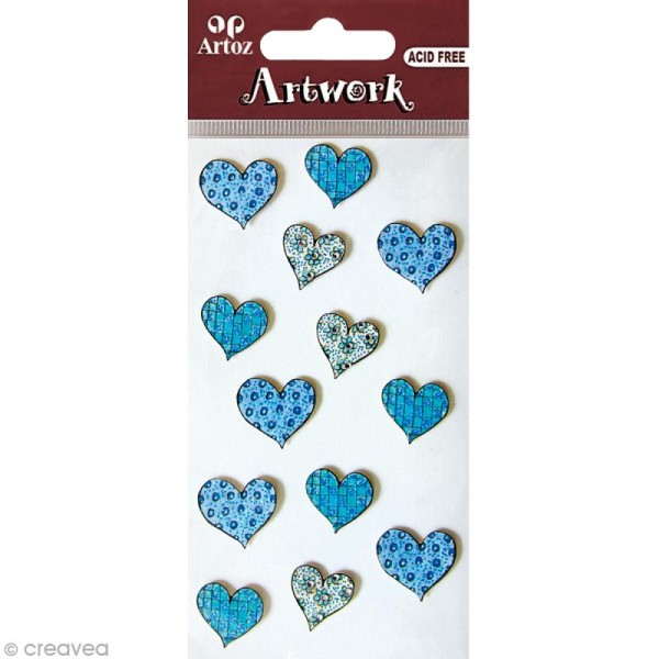 Sticker 3D - Coeur tacheté bleu x 13 - Photo n°1