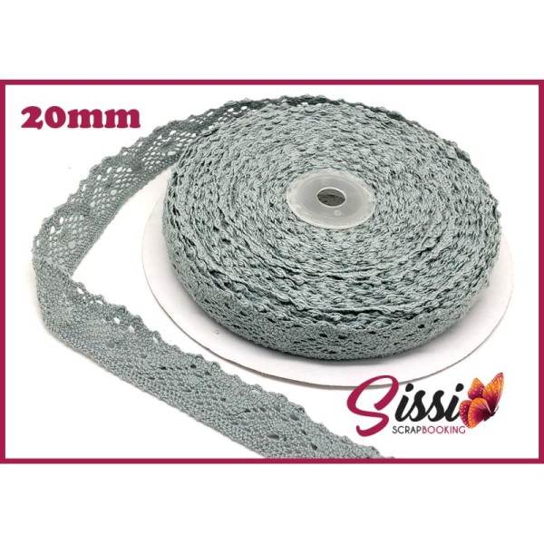 Nouveauté 1m galon dentelle crochet gris grey 20mm - Photo n°1
