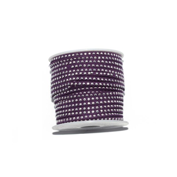 Suédine rivets argentés 3 mm violet x10 cm - Photo n°1