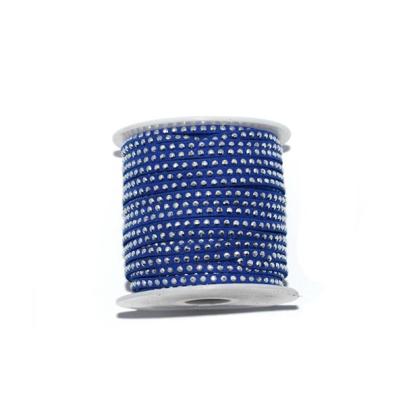 Suédine rivets argentés 3 mm bleu roi x10 cm - Photo n°1