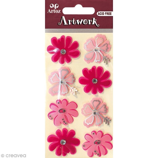 Sticker 3D - Fleur rose x 8 - Photo n°1