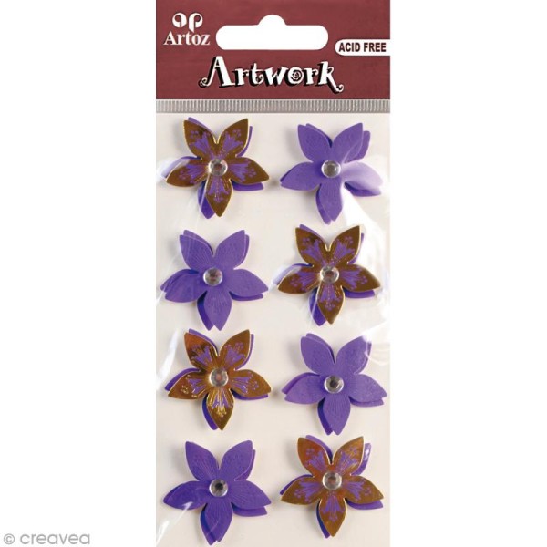 Sticker 3D - Fleurs violettes x 8 - Photo n°1