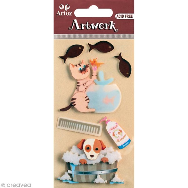 Sticker 3D - Chien et chat x 7 - Photo n°1