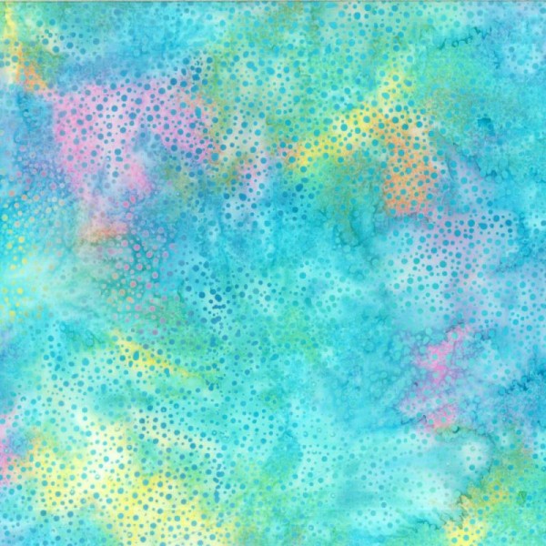 Tissu batik bleu pastel pétillant Dimensions:par 10 cm - Photo n°1