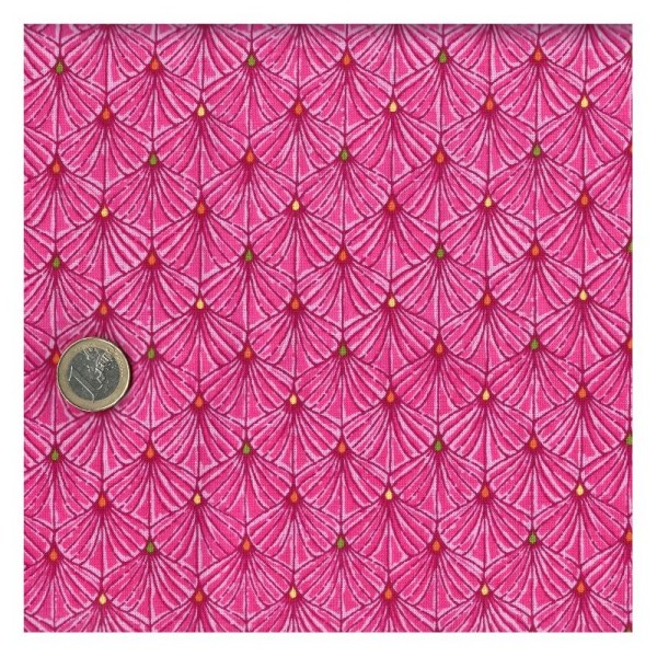 Tissu patchwork palmes fond fuchsia - Ashtyn Dimensions:par 10 cm - Photo n°1