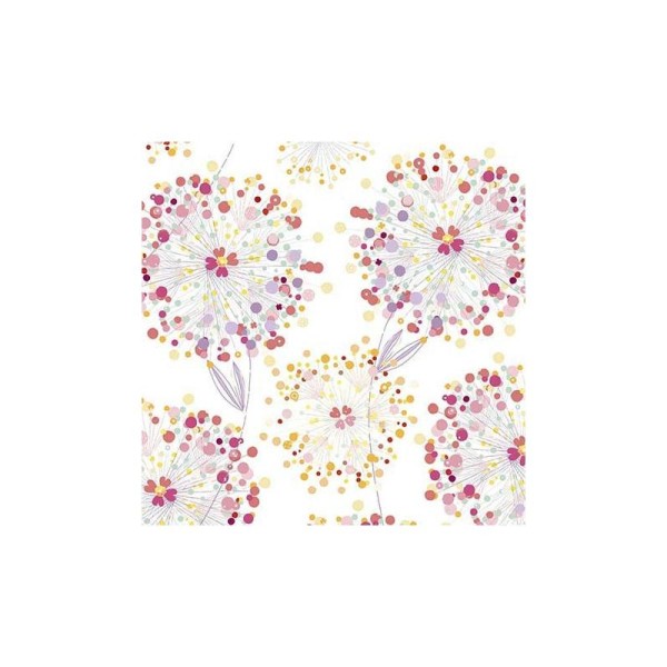 Tissu patchwork pissenlits et papillons fond blanc cassé - Confetti blossoms Dimensions:par 10 cm - Photo n°1