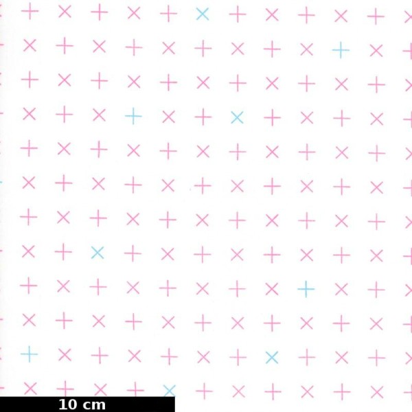 Tissu patchwork croix roses fond blanc - Modern Background Colorbox de Zen Chic Dimensions:par 10 cm - Photo n°1