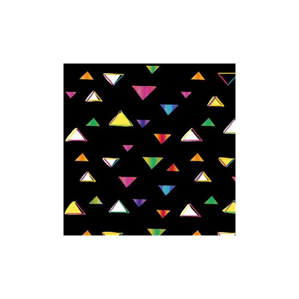 Tissu patchwork triangles multico fond noir - Party Animals Dimensions:par 10 cm - Photo n°1