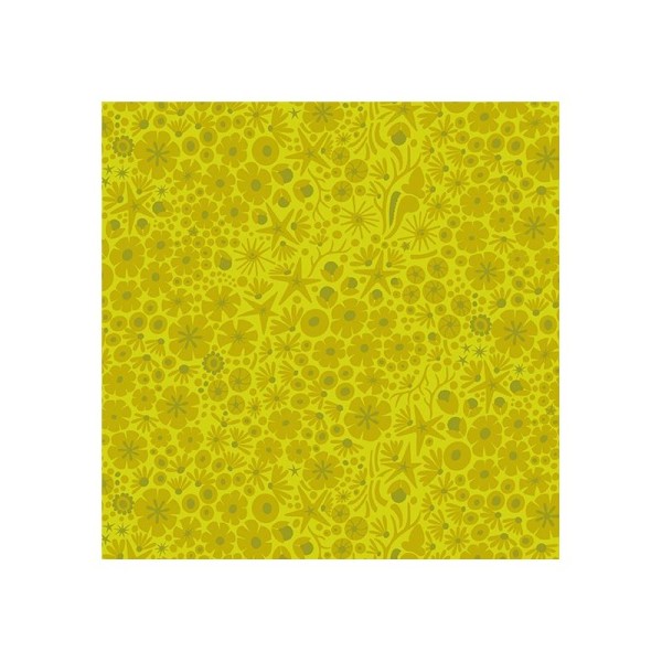 Tissu patchwork récif coralien anis - Diving Board d'Alison Glass Dimensions:par 10 cm - Photo n°1