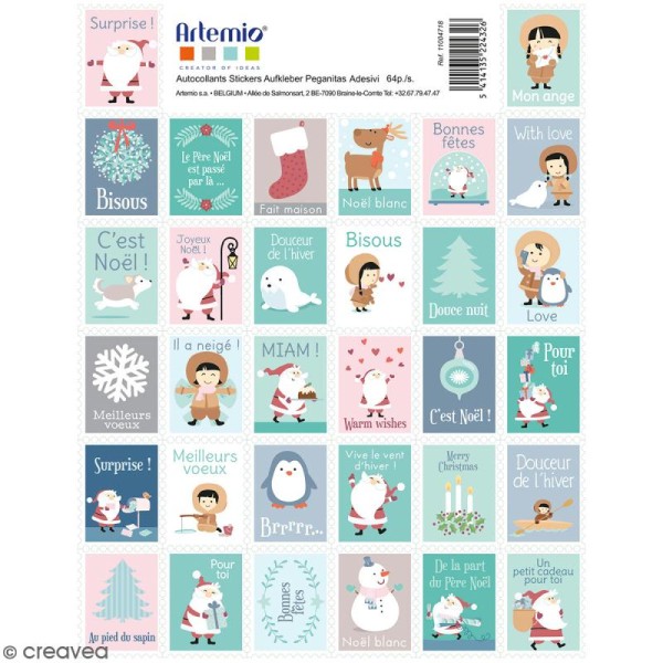 Stickers timbres décoratifs - My little Xmas - 3,3 x 2,7 cm - 64 pcs - Photo n°1