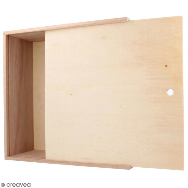 Meuble Casier porte à glisser en bois brut - 24 x 24 x 9 cm - Photo n°1