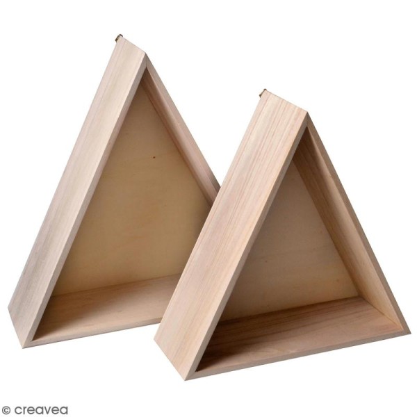Set étagères triangle en bois brut - 30 x 30 et 26 x 26 cm - 2 pcs - Photo n°1