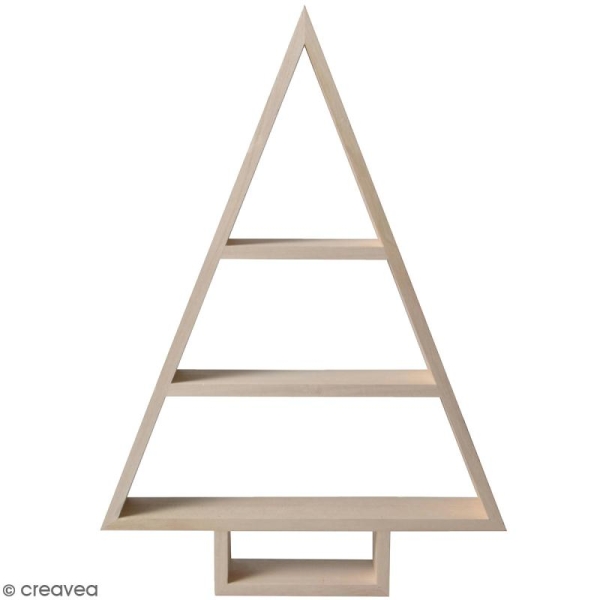 Etagère Sapin géométrique en bois brut - 30 x 43 x 6 cm - Photo n°1