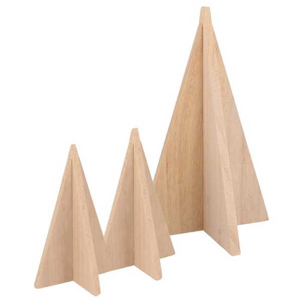 Sapins triangulaires en bois à décorer - 11 x 17 et 6,5 x 10 cm - 3 pcs - Photo n°1