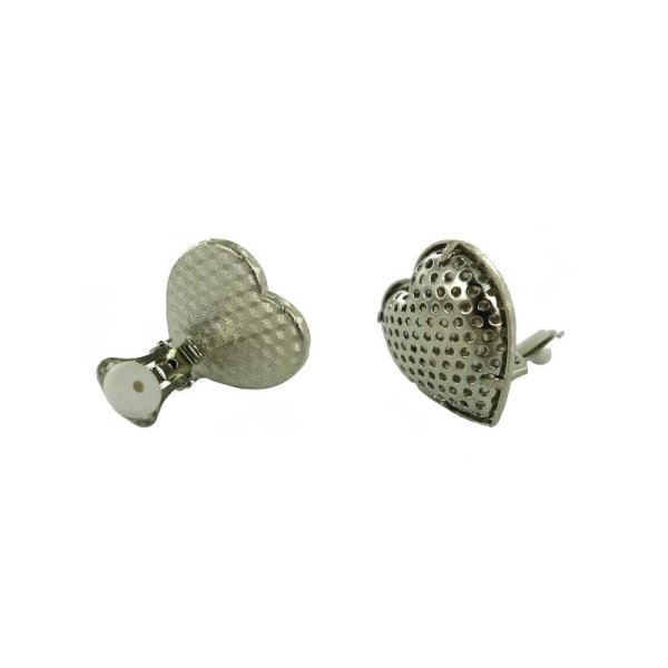 Boucles d'oreilles forme coeur, système clips avec tamis (25 x 25 mm) - Sachet d'1 paire - Photo n°1