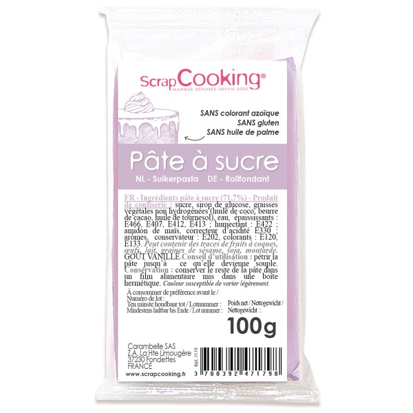 Pâte à sucre 100 gr - Violet parme - Préparation pâte à sucre