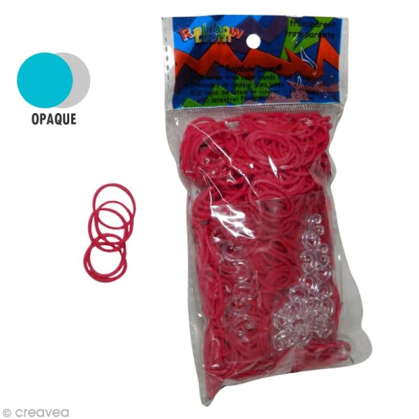 Recharge Rainbow loom 600 élastiques - Rouge + 24 fermoirs - Photo n°1