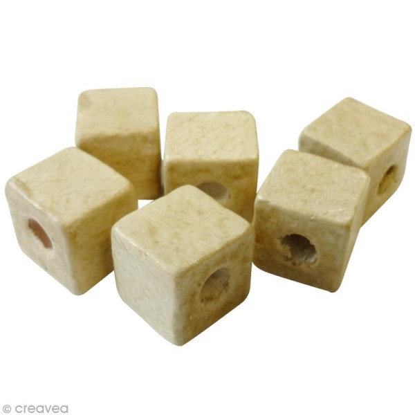 Perle en bois - Cube 1,3 cm - 50 pièces - Photo n°1
