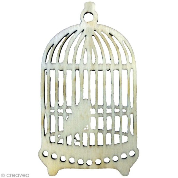 Miniature en bois adhésive 3D - Cage à oiseau - 1 pcs - Photo n°1