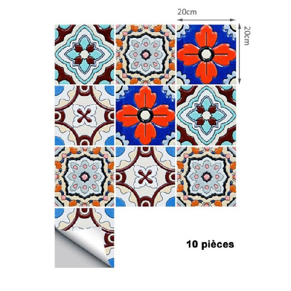 10 Stickers style mosaïque turque 20 x 20 cm - Photo n°1