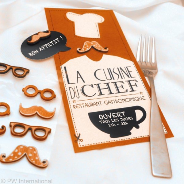 Miniature en bois adhésive 3D - Lunettes et moustaches - 10 pcs - Photo n°2