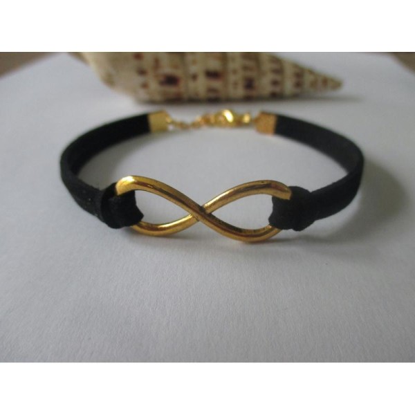 Kit bracelet suédine noire et lien infini doré - Photo n°1