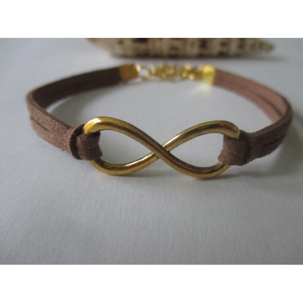 Kit bracelet suédine marron et lien infini doré - Photo n°1