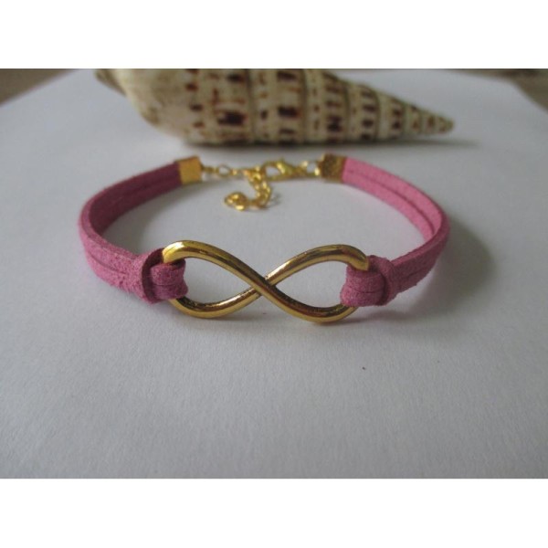 Kit bracelet suédine lilas et lien infini doré - Photo n°1