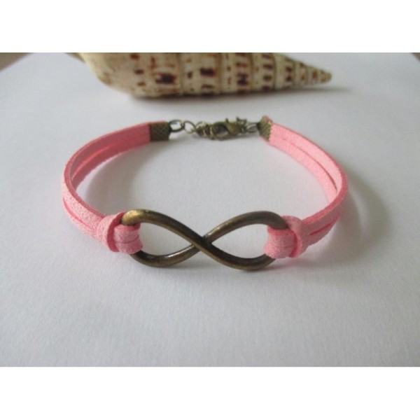 Kit bracelet suédine rose et lien infini bronze - Photo n°1