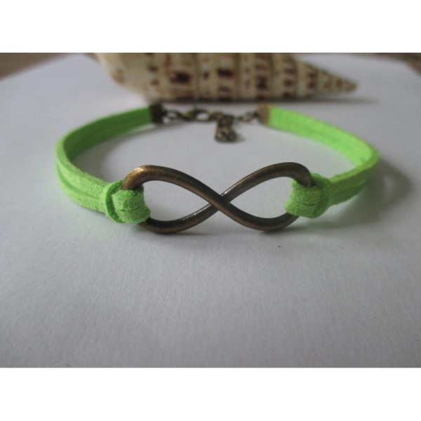 Kit bracelet suédine vert clair et lien infini bronze - Photo n°1