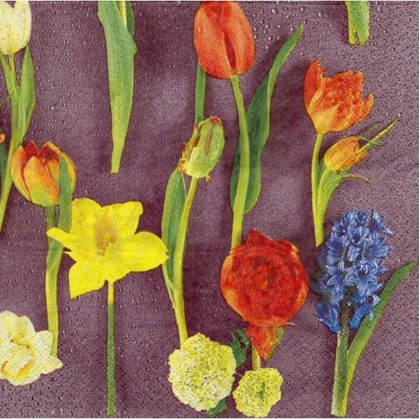 4 Serviettes en papier Fleurs Printemps Tulipe Jonquille Jacinthe Format Lunch 210509 Home Fashion - Photo n°1