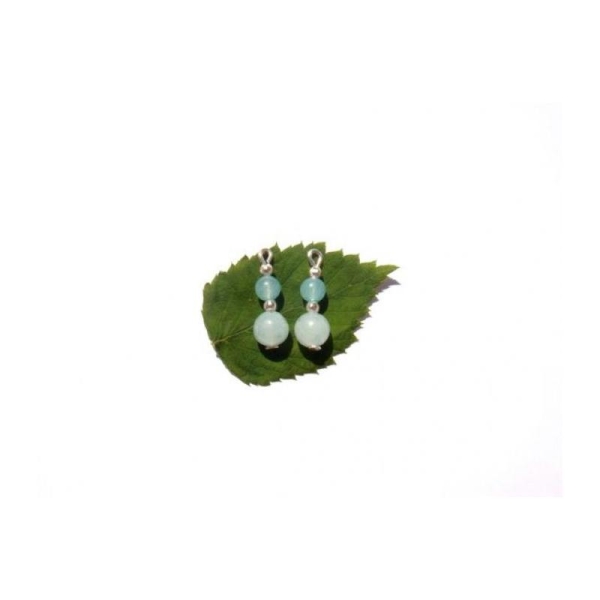Jade teinté bleu : 2 Breloques 18 MM de hauteur environ x 6 MM de diamètre - Photo n°1