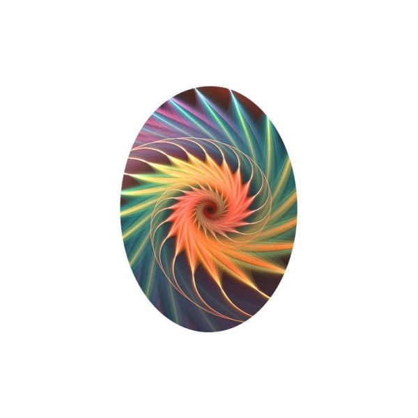 1 Cabochon Verre 25 mm, Cabochon Ovale, Fractale, Spirale, Corail, Multicolore - Photo n°1