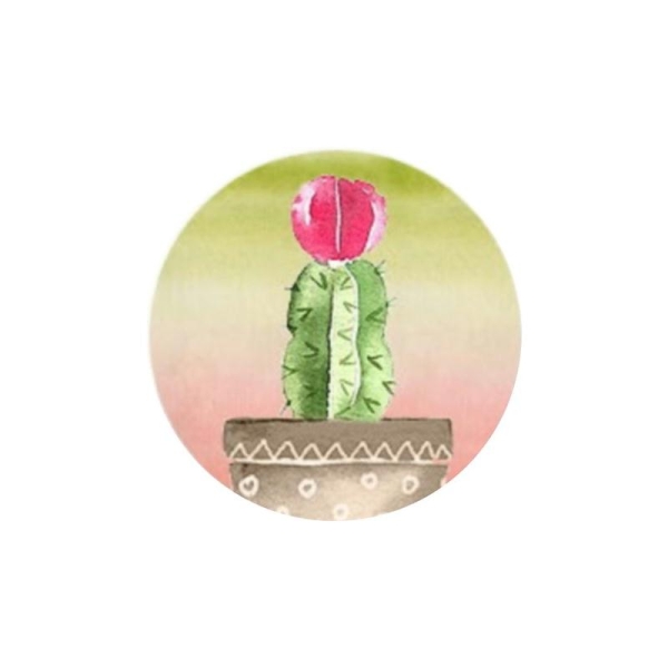 1 Cabochon Verre 25 mm , Cabochon Rond, Cactus, Plante Tropicale 4 - Photo n°1