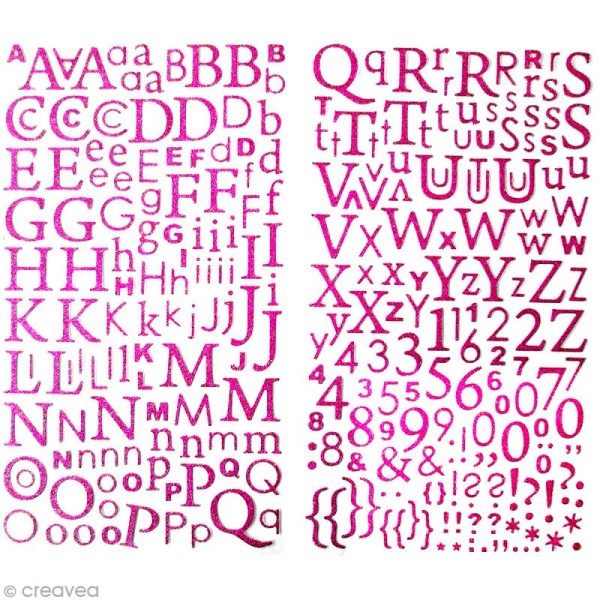 Stickers Alphabet Rose à paillettes - 300 pcs - Photo n°1