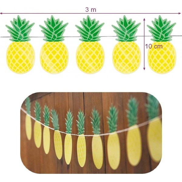 Guirlande d'Ananas décorative en papier cartonné pour une déco Tropicale et Estivale, haut.10 cm x 3 - Photo n°1