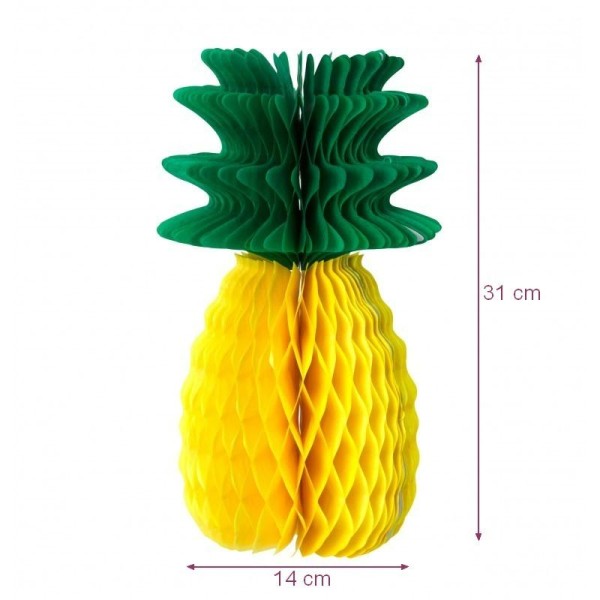 Ananas Alvéolé jaune et vert, h.31 cm, décoration estivale et exotique - Photo n°1