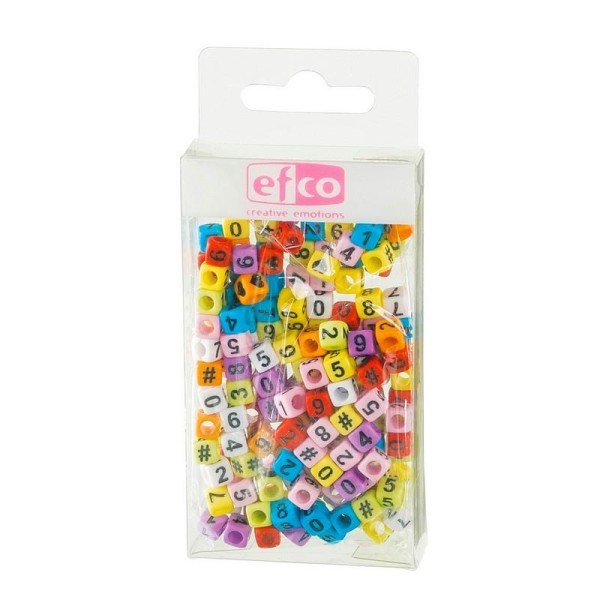 Perles Chiffres et Symboles en Plastique multicolore Cubes, 6 mm, 30g, recto-verso - Photo n°1