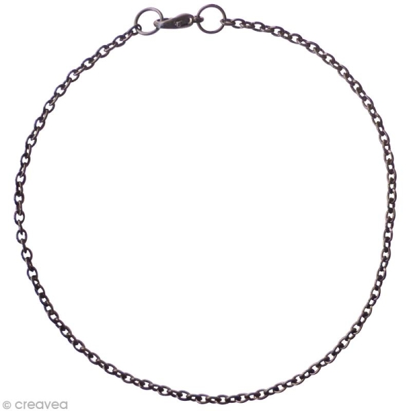 Chaine bracelet Noir - Petites mailles 2 mm - 20 cm - Photo n°1