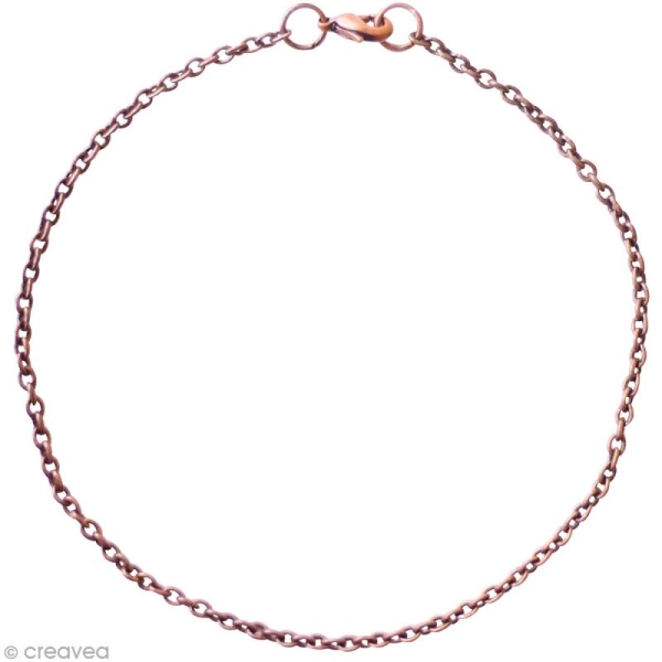 Chaine bracelet Cuivre - Petites mailles 2 mm - 20 cm - Photo n°1