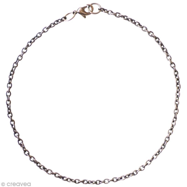 Chaine bracelet Gris anthracite - Petites mailles 2 mm - 20 cm - Photo n°1
