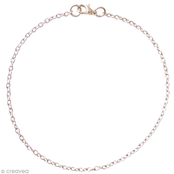 Chaine bracelet Argenté - Petites mailles 2 mm - 20 cm - Photo n°1