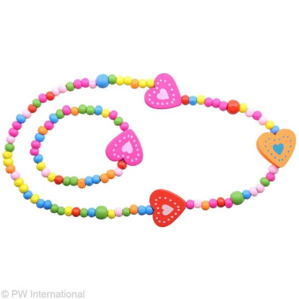 Kit bijoux - Collier et bracelet - Coeurs Multicolores - Photo n°2