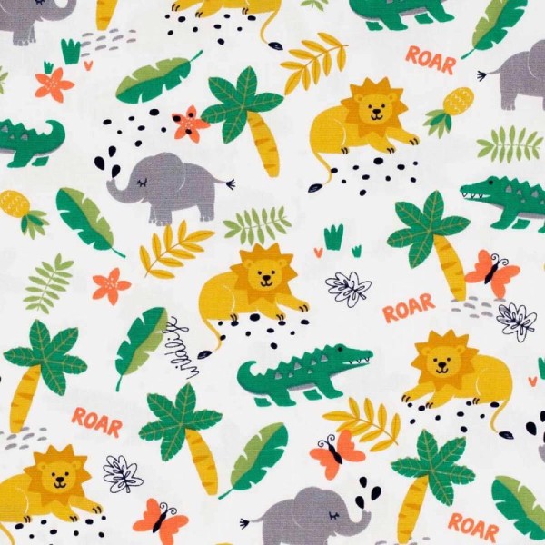 Tissu coton wildlife jungle - Multicolore - Photo n°1