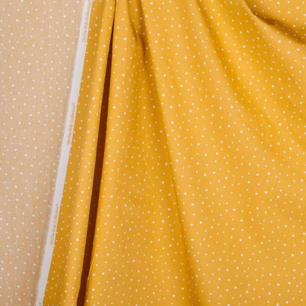 Tissu coton wildlife dots - Jaune moutarde- Par 50cm - Photo n°2