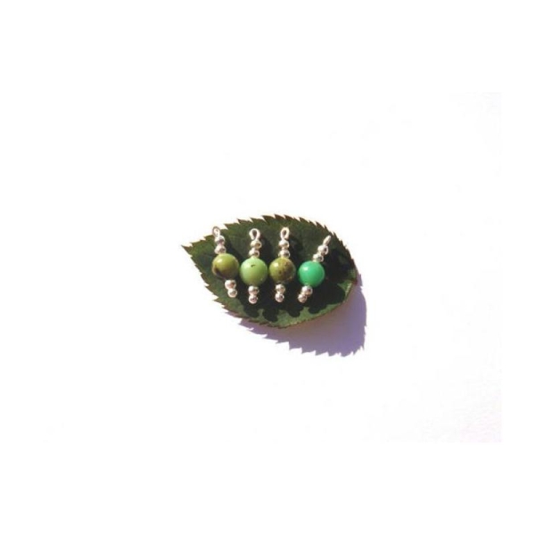 Jade Africain : 4 MICRO breloques 1,7 CM de hauteur x 6 MM de diamètre - Photo n°1