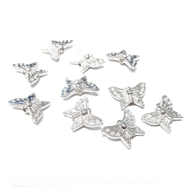 Perles intercalaires métal papillon 16 x 11 mm argenté Argentéx 50 pièces - Photo n°1