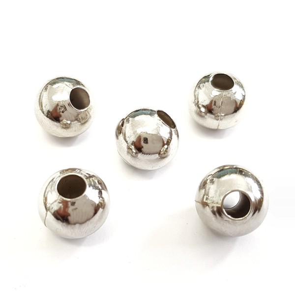 Perles métal rondes boules creuses 10 mm Grisx 10 pièces - Photo n°1