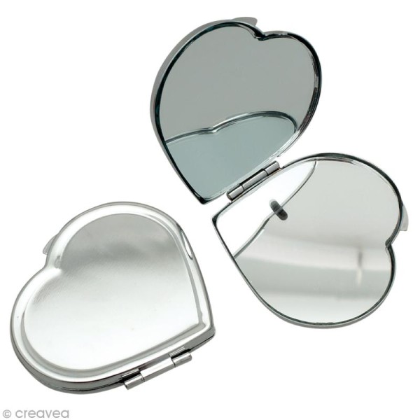 Miroir de poche Coeur en métal 5,5 x 6 cm à décorer - Photo n°1