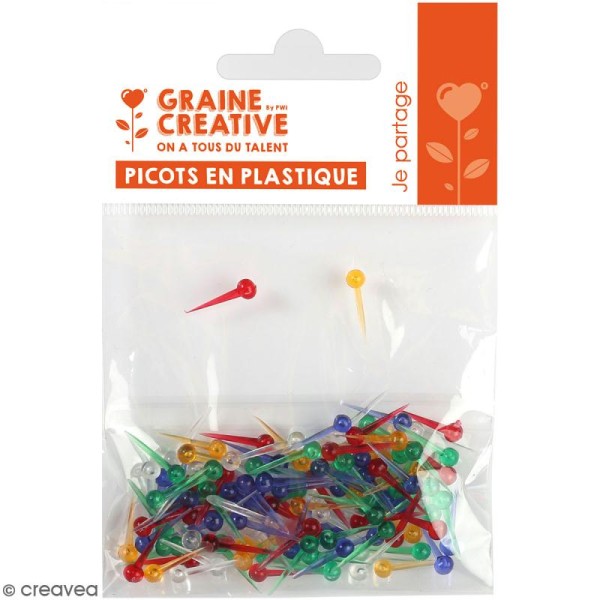 Clous en plastique multicolores pour String art - 15 mm - 100 pcs - Photo n°1